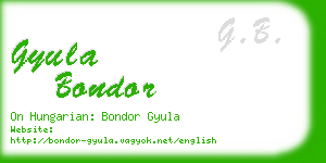 gyula bondor business card